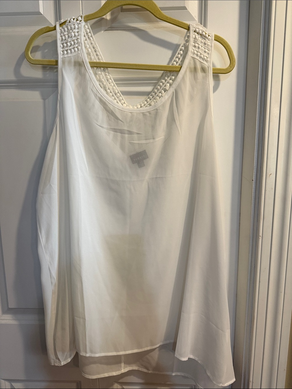 torrid White Crochet-Trim Sleeveless Tank Top